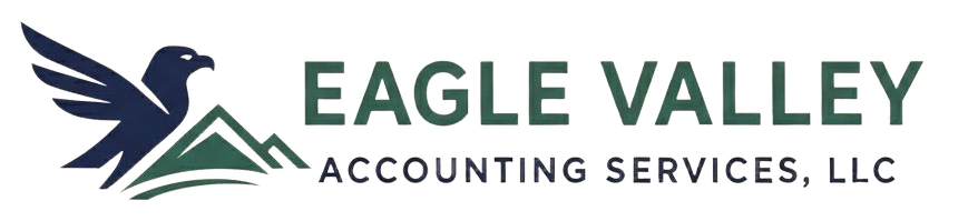 Blue green logo Blue green Eagle Valley Accounting Services logo